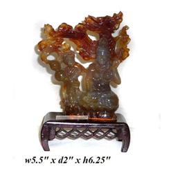 Brown White Jade Kwan Yin & Fairy Girl #1539972