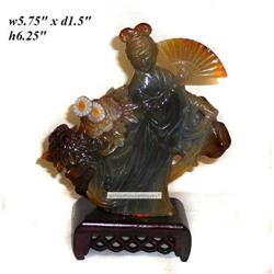 Brown & White Jade Dancing Lady Display  #1539973