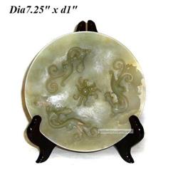 Jade Round Plate with Dragons Playing Ball #1539974