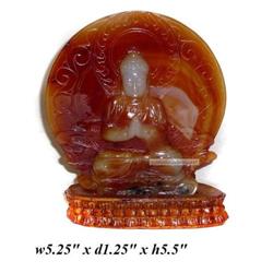 Brown & White Jade Buddha Meditation Display  #1539976