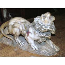 A wounded Lion Alabaster Sculpture    #1540034