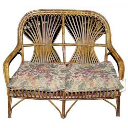 Antique Rattan  Settee Loveseat Sofa #1556823