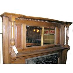 Arts & Crafts Oak Fireplace Mantle with Mirror #1556843