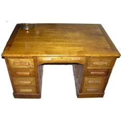 Arts & Crafts Tiger Oak Pedestal Desk #1556849