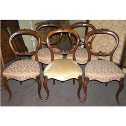 Set 5 Victorian Balloon Back Side Chairs #1556872