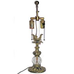 Antique Bronze & Glass Table Lamp #1556888