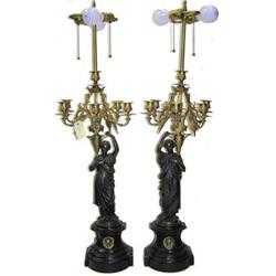 Pair Gilt Bronze Neo-Classical Candelabra Lamps#1556973