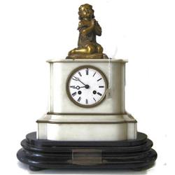 Antique Bronze & Marble Dedication Mantle Clock#1556974