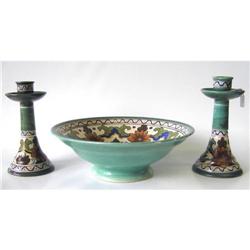 Orel Gouda Ceramic Bowl & Candlesticks #1557006