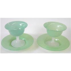 (2) Steuben Jade Sherbert Dishes & Plates #1557008