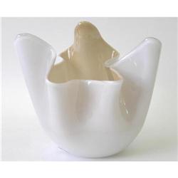 Venini Tan & White Fazzoletto Napkin Vase #1557025