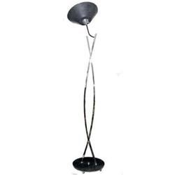 Modern Chrome & Wooden Torchere Floor Lamp #1557048