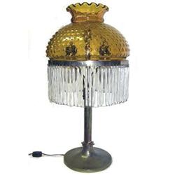 Arts & Crafts Table Lamp w Dangling Crystals #1557066