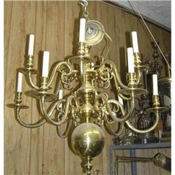 Large Polished Brass 12-Arm Chandelier #1557081