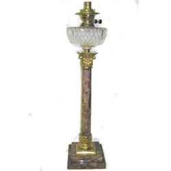 Gilt Bronze Marble Classical Column Oil Lamp #1557085