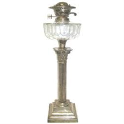 Neoclassical Glass & Silver Oil Lamp #1557086