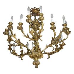 Antique French Gilt Bronze 18-Light Chandelier #1557091