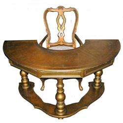 Circular Giltwood Neoclassical Desk & Chair #1557093