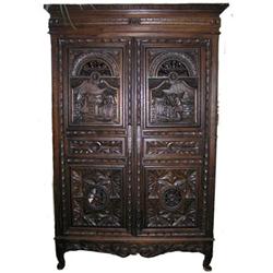 Antique Baroque Revival Armoire Cabinet #1557099