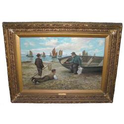 1894 CORPER Fisherman Waterfront Genre  #1557103