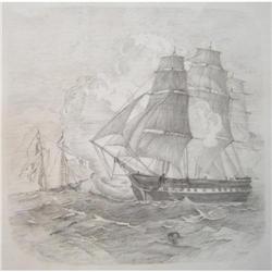 Antique (1882) USS Constitution Seascape #1557105