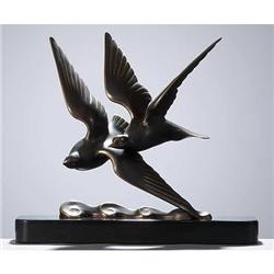 GANTCHEFF Art Deco Gulls on Wave Bronze #1557190