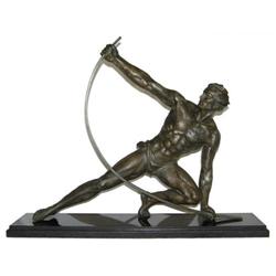 French Art Deco Man Bending Steel Sculpture #1557191