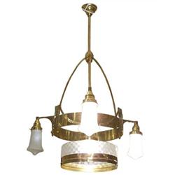 Vienna Secessionist Brass Electric Chandelier #1557199