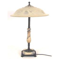 Vintage Marble & Frosted Glass Table Lamp #1557365