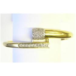 Vintage 18K Gold Bangle w Diamonds #1557377