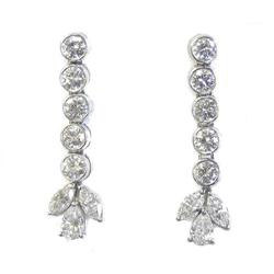 Vintage Platinum & Diamond Earrings 3.8 Carats #1557380