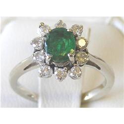 Emerald 14K Gold Ring with Diamonds #1557386