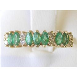 Emeralds & Diamonds 14K Gold Ring #1557387