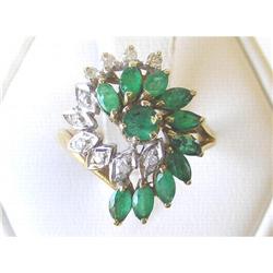 Emeralds & Diamonds 14K Gold Ring #1557389