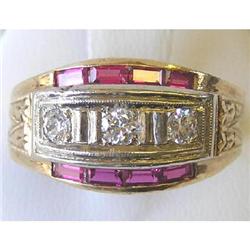 Vintage Rubies & Diamonds 14K Gold Ring #1557400