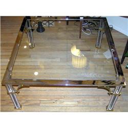 Square Chrome Brass Glass Cocktail Table #1557408