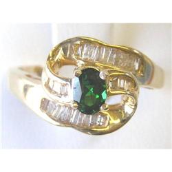 Green Tourmaline Diamond 14K Gold Ring #1557420