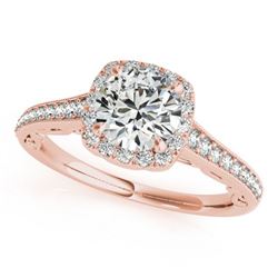 0.9 ctw Certified VS/SI Diamond Halo Ring 18k Rose Gold - REF-113H9R