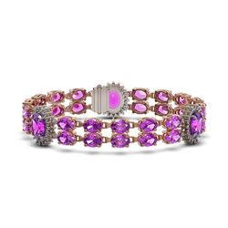 28.03 ctw Amethyst & Diamond Bracelet 14K Rose Gold - REF-225R2K