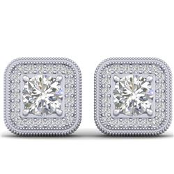 2 ctw Certified VS/SI Diamond Art Deco Micro Stud Earrings 14k White Gold - REF-263F6M