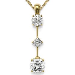 1.16 ctw Cushion Cut Diamond Designer Necklace 18K Yellow Gold - REF-163Y3X
