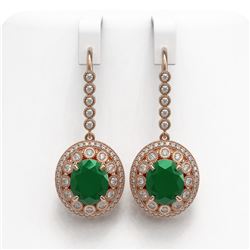 17.22 ctw Certified Emerald & Diamond Victorian Earrings 14K Rose Gold - REF-391X3A