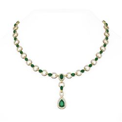 28.04 ctw Emerald & Diamond Necklace 18K Yellow Gold - REF-890M9G