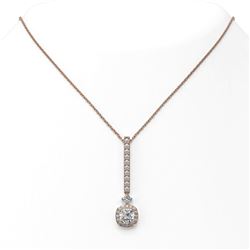 1.6 ctw Cushion Cut Diamond Designer Necklace 18K Rose Gold - REF-319X6A