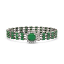 31.91 ctw Emerald & Diamond Bracelet 14K White Gold - REF-312Y5X