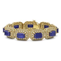 61.92 ctw Sapphire & Diamond Victorian Bracelet 14K Yellow Gold - REF-1288H4R