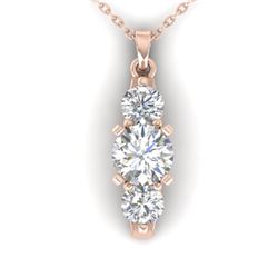 1.25 ctw VS/SI Diamond Art Deco 3 Stone Necklace 14k Rose Gold - REF-209Y3X