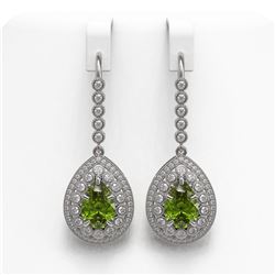9.95 ctw Tourmaline & Diamond Victorian Earrings 14K White Gold - REF-318N4F