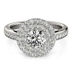 1.6 ctw Certified VS/SI Diamond Halo Ring 18k White Gold - REF-175M8G