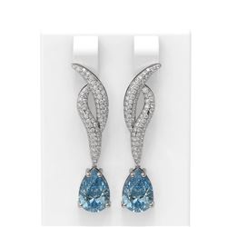 4.67 ctw Blue Topaz & Diamond Earrings 18K White Gold - REF-139K5Y